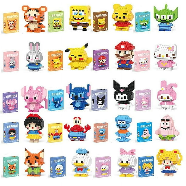 Juguetes de bloques de construcción Disney Sanrio Personajes de dibujos animados Stitch, Mario Katie Cat Juguetes de ensamblaje de partículas pequeñas Venta al por mayor