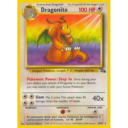 Dragonite Pokemon Card - Pokemon Fossil Dragonite #19