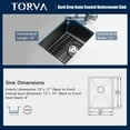 thumbnail image 2 of TORVA 15x17x9 inch Undermount Kitchen Sink Nano Coating 16 Gauge RV Wet Bar Sinks Gunmetal, 2 of 7