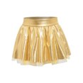 thumbnail image 6 of Aiihoo Kids Girls Jazz Dance Performance Outfit Mock Neck Short Sleeve Sequins Metallic Shirt Crop Top with Shiny Tutu Skirt Streetwear Gold 6, 6 of 6