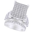 thumbnail image 2 of AFFY Round & Baguette Shape White Natural Diamond Engagement Ring In 10k White Gold (0.50 cttw) Ring Size-4, 2 of 2