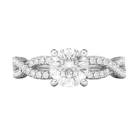 Sterling Silver Infinity Twist Vintage Simulated 1.0 CT Diamond Engagement Ring Promise Bridal Ring For Women (4)