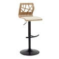 thumbnail image 6 of Folia Adjustable Bar Stool, Black Bar Stools, Bar Chairs, Swivel Bar Stools, Bar Stools Set of 2, Bar Stools for Kitchen Counter (Zebra Wood, Cream Faux Leather), 6 of 7
