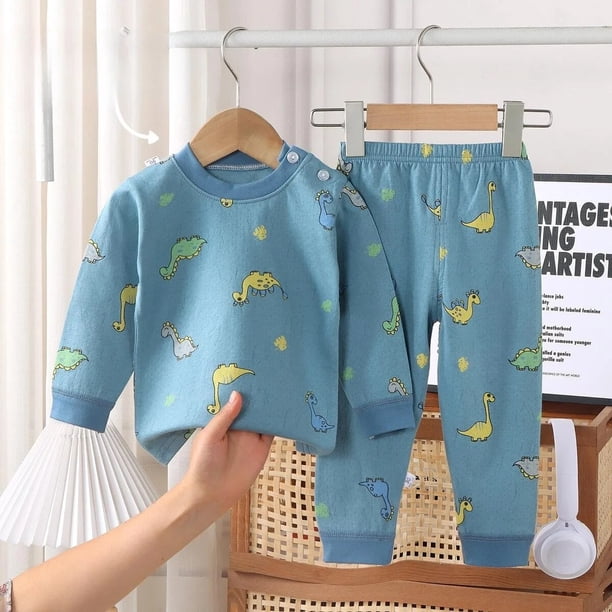 Ropa de Otoño de algodón puro para niños y niñas, traje largo de calzoncillos, pijamas para bebés, ropa para el hogar