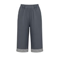 thumbnail image 5 of yeiolnoer Women's Cotton Linen Capri Pants Wide Leg Casual Cropped Pants Loose Beach Vacation Pants with Pockets, 5 of 5