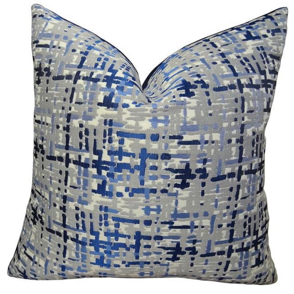Abstract Plaid Handmade Double Sided Throw Pillow, Navy, Blue & Gray - 26 x 26 in.
