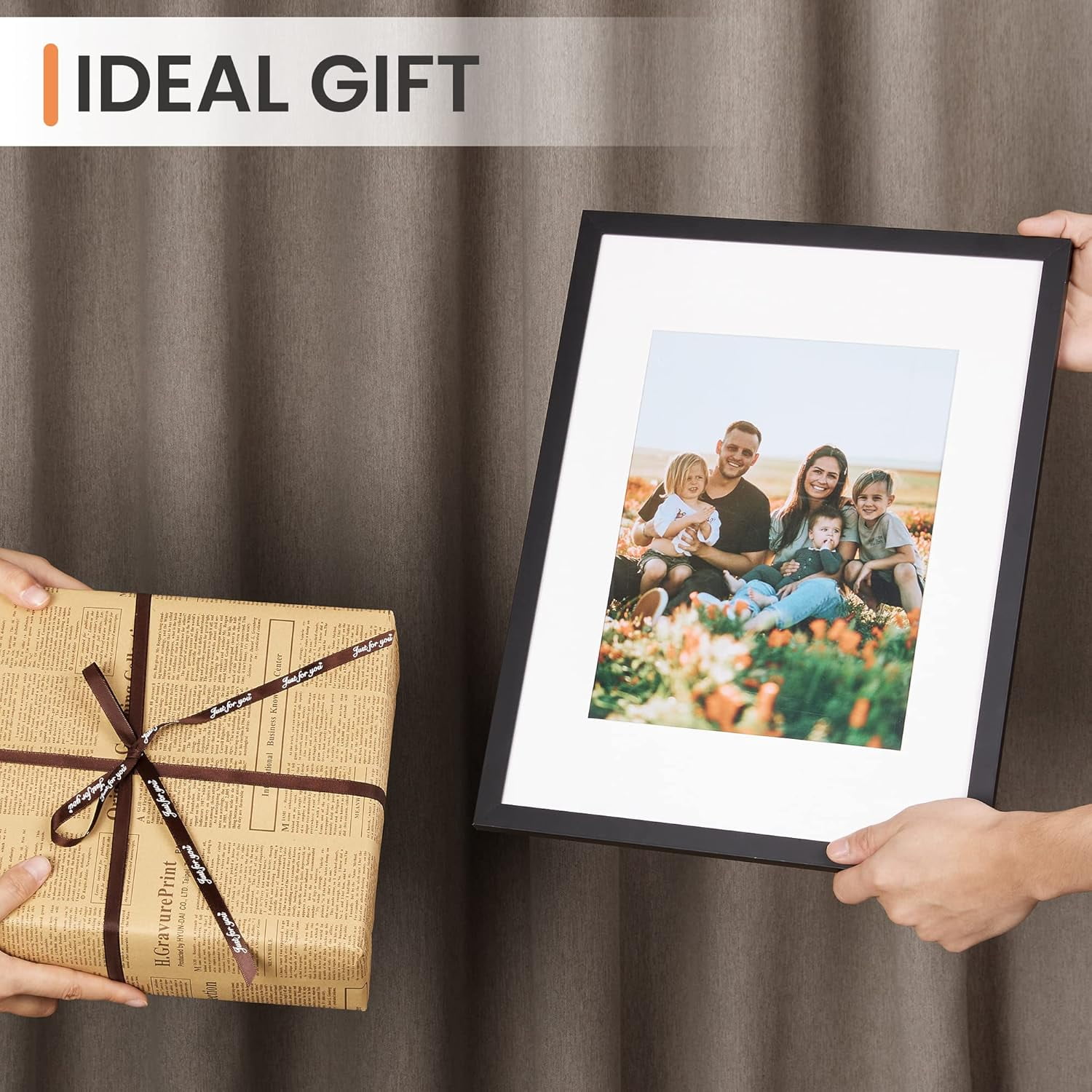 Maxxmarket 12 x 15 Frame, Display Pictures 9x12 with Mat or 12x15 Without, Wall Hanging Photo Frame, Black, 1 Pack