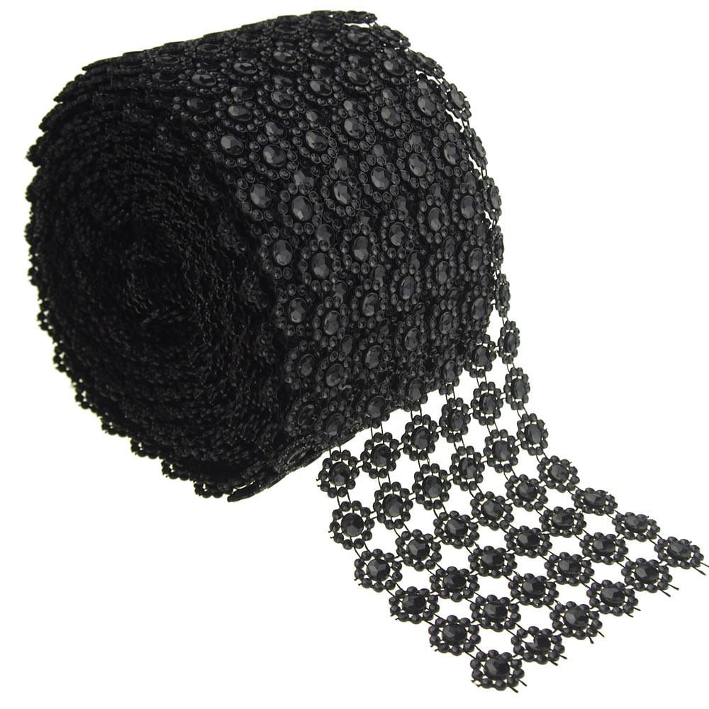 Flower Rhinestone Diamond Mesh Wrap Ribbon, 4Inch, 10 Yards