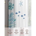 thumbnail image 6 of Summer Ocean Teal Coral Sheer Curtains 84 Inch Long 2 Panels, Nautical Sea Watercolor Fish Starfish Light Filtering Rod Pocket Curtains, Sheer Voile Drapes for Living Room Bedroom, 52"x84", 6 of 8