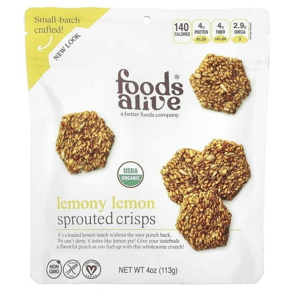 Foods Alive, Sprouted Crisps, Lemony Lemon, 4 oz Pack of 2