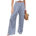 thumbnail image 2 of Wide Leg Pants Women Casual Flower Print Elastic Waist Palazzo Pant for Women Dressy Long Trousers with Pockets, 2 of 6