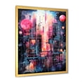 thumbnail image 2 of Designart "Luminous Night in Abstract Northern Pink II" Landscapes Framed Wall Art - Traditional Pink Northern Lights Entryway Framed Wall Art, 2 of 6