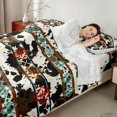 thumbnail image 4 of Manfei Boho Hippie Aztec Queen Sheets 4 Pieces,Abstract Cow Print Queen Sheet Sets,Teal Red Black,1 Flat Sheet,1 Fitted Sheet and 2 Pillowcases, 4 of 6