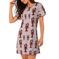 thumbnail image 2 of Disketp Red Lobster With Claws para Camisón Corto de Manga Corta para Mujeres, Camisón Cómodo con Escote Redondo, Bonito y Confortable, 2 of 6