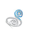 thumbnail image 4 of CHOOSE YOUR COLOR Blue Simulated Opal Double Filigree Swirl Wrap Ring .925 Sterling Silver CZ Female Size 7, 4 of 4