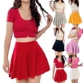 thumbnail image 5 of Summer Women Skirts Sexy Mini Elastic Pleated Sun Skirts Korean High Waist Solid, 5 of 11