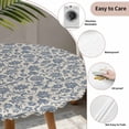 thumbnail image 6 of Light Blue Floral Fitted Tablecloth with Elastic Edged, Round Table Cloth for Dining Table, Rustic Vintage Flowers Botanical Spring Waterproof Oil Proof Table Cover for Indoor Outdoor 36"-44", 6 of 8