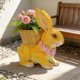 thumbnail image 4 of Maceta De Resina Para Conejos De Jardín 1Pcs Resin Rabbits Flower Pot with Bamboo Design Yellow Succulent Planter for Creative Balcony Arrangement and Patio Landscaping Decoration JASKFLY, 4 of 9