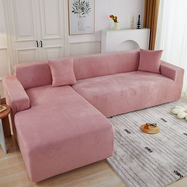 2024 Plush Sectional Couch Cover Stretch L Shape Sofa Covers For Sectional Sofa Set L Shape Couch Protector Chaise Lounge Covers For Dogs Kids-Gray-1 Seater