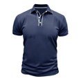 thumbnail image 3 of Blusa de Manga Corta de los Hombres Botones de Color Sólido Al Aire Libre Transpirable Cuello de Vuelta, Sudadera Suelta Casual para Diario, 3 of 8