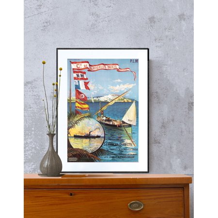 POSTER Cie de Navigation Mixte, Services Directs entre La France, L'Algerie, La Tunisie Vintage Travel Poster - Retro Transport Poster / Gift Idea-UNFRAMED