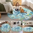 thumbnail image 5 of Ocean Animals Round Area Rug 3.3Ft Washable Circle Rugs for Dining Room Table, Coastal Octopus Jellyfish Seaweed Coral Green Non-Slip Carpet Floor Mats Indoor Outdoor Carpet Runner Home Decor, 5 of 8