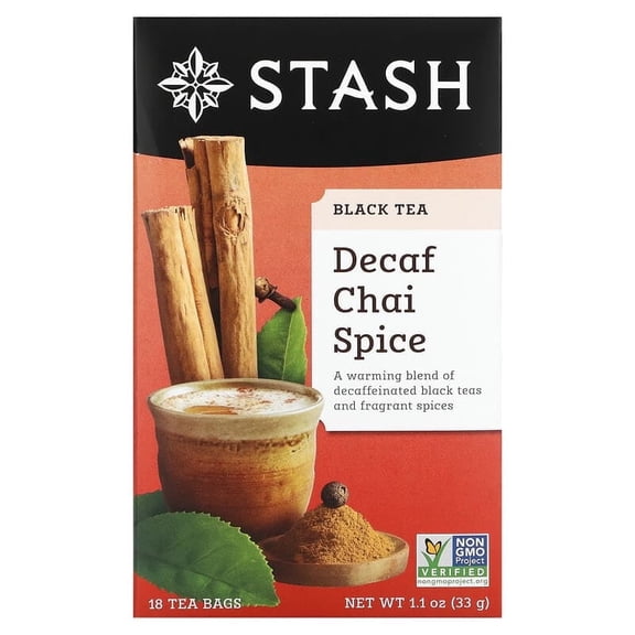 Stash Tea, Black Tea, Decaf Chai Spice, 18 Tea Bags, 1.1 oz