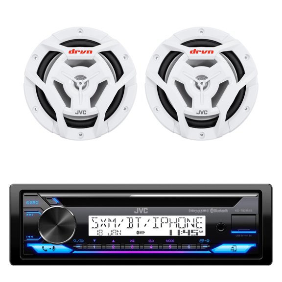 JVC Marine Powersports Single DIN W / Bluetooth Variable Color 4V CD Receiver