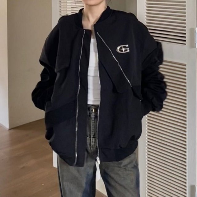 -Chaqueta Bomber Vintage Y2k para mujer, ropa de calle Harajuku, chaquetas de gran tamaño, estilo coreano, prendas de vestir con cremallera, Otoño e Invierno