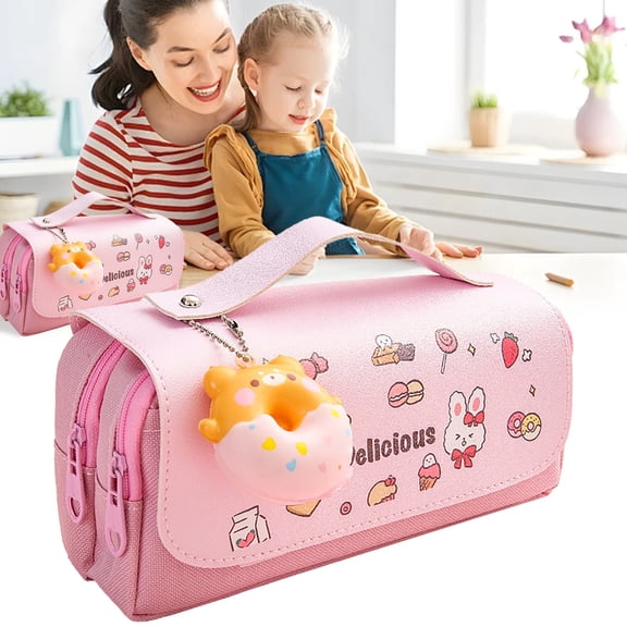 BESEW7 Large Capacity Pencil Case Pouch Pen Holder for Home Office Use Cute Marker Case with Compartments, Large Pencil Pouch Organizer, Special Pencil Box Pink