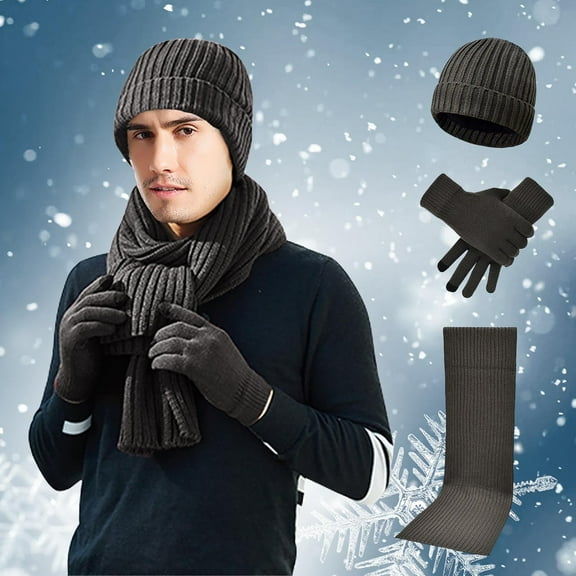 ZSQDM Mens & Womens Winter Knit Hat Long Neck Scarf Touchscreen Gloves Set Cap with Fleece Lined Gifts for Men Women Women beanie Hat Hanger Scarf ,Hat,& Gloves Hat Storage for Baseball Caps