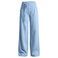 thumbnail image 4 of Gunia Women'S Wide Leg Pants High Waisted Palazzo Elegant Pleated Pants Casual Flat Front Elastic Waist Breathable Comfort Summer Flowy Pants, 4 of 4