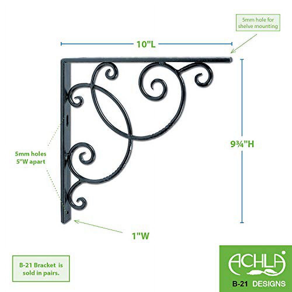 Achla B-21 10''W x 10''H Black Powder Coated Scroll Shelf Bracket