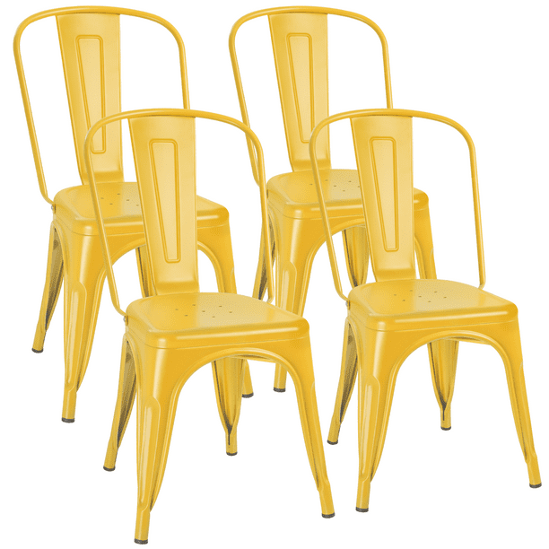 Vineego Metal Dining Chair Indoor, Yellow Metal Chairs
