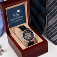 thumbnail image 7 of To Our Son Congratulations on Your Graduation Men's Openwork Watch With Mahogany Box, 7 of 7