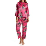 Women's N by Natori QC6069 Imperial Dragon Mandarin PJ Set (Fuchsia Combo M)