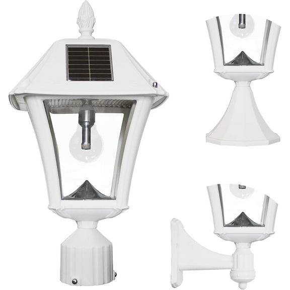 Baytown II Bulb Solar Light with GS Light Bulb- Wall/Pier/3" Fitter Mounts -White