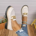 thumbnail image 4 of SYMOID Womens White Chunky Platform Loafers - Gold Chain Slip-on Flock Shoes, Non-Slip, Extended Sizes 36-43,Size 41, 4 of 9