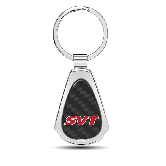 Ford SVT Real Black Carbon Fiber Chrome Metal Teardrop Key Chain