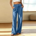 thumbnail image 6 of Iyufng Ribbed Knit Wide Leg Pants for Women Elastic Drawstring High Waist Womens Comfy Casual Lounge Pants with Pockets, 6 of 8