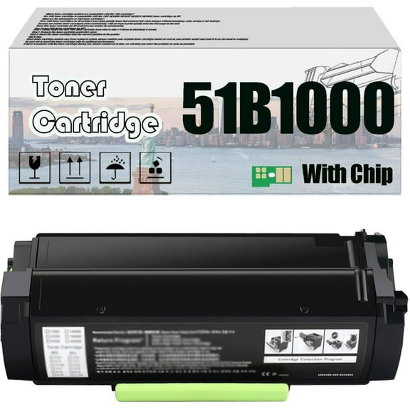 51B1000 Toner Cartridge, Compatible for Lexmark MS317dn MX317dn MS417dn MX417de MS517dn MS617dn MX517de MX617de Printers —— High Print Volume with Chip 2 pcs