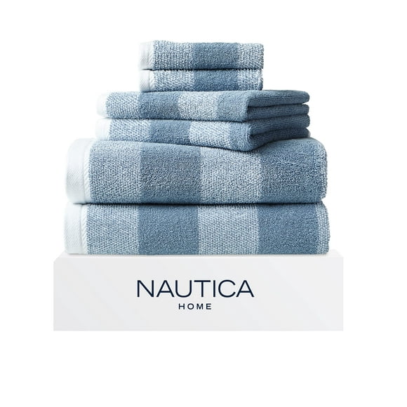 Toallas de baño Nautica Oak Lake Blue de 6 piezas muy absorbentes