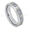 thumbnail image 1 of 6mm Ladies Beveled Tungsten Ring - 0.21ctw Tanzanite 3-stone Band - Personalized Tungsten Wedding Ring - Custom Made December Birthstone Ring TN038BS, 1 of 1