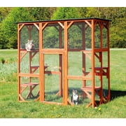 TRIXIE natura Weatherproof Wooden Cattery with Cat Perches, 38.5L x 70.75W x 70.75H, Brown