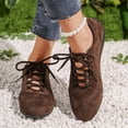 thumbnail image 3 of longantii Women's Suede Lace-Up Sneakers, Low-Top Casual Athletic Walking Shoes, Comfortable Fashion Flats for Daily Wear Brown, 3 of 6