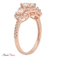 thumbnail image 3 of 1.79 ct Round Cut Genuine Cultured Diamond VS1-VS2 G-H 18K Rose Gold Three-Stone Promise Wedding Statement Engagement Designer Ring W/ Crystal side stones size 8, 3 of 7