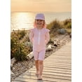 thumbnail image 4 of BemeyourBBs Toddler Baby Girl One Piece Swimsuit Kids Newborn Infant Bathing Suit Long Sleeve Striped Rash Guard Half Zipper Swimwear Sunhat Set UPF 50+, 4 of 9