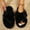 Black, variant on Women's Open Toe Slippers Fuzzy House Slippers for Women Cozy Criss Cross Furry Slides Slippers