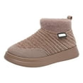 thumbnail image 5 of Women's Knit Snow Boots Furry Lined Slip on Winter Ankle Booties Casual Platform High Top Walking Shoes Khaki Size 6, 5 of 5