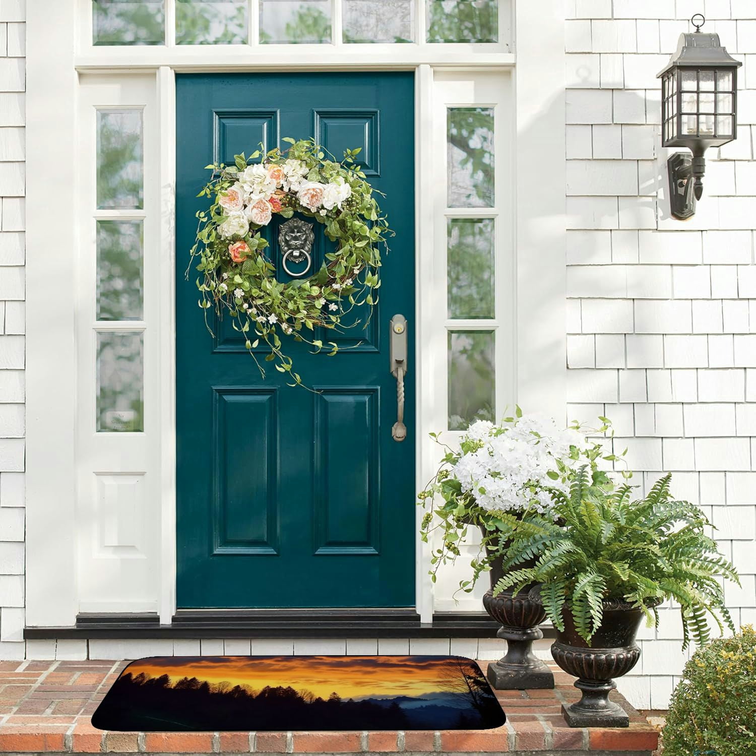PHYHOO Decorative Door Mat, Door Mat with Non-Slip Rubber Backing, Easy Cleaning, Traps Dirt, Rug for Entry, Patio, Garage - Forest Nature Sky Landscape Twilight Clouds 19.68*47.24 in